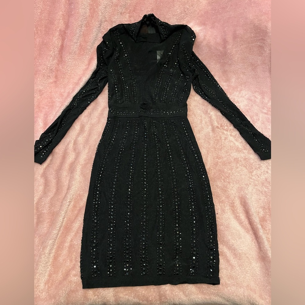 Windsor Black Beaded Long Sleeve Dress
